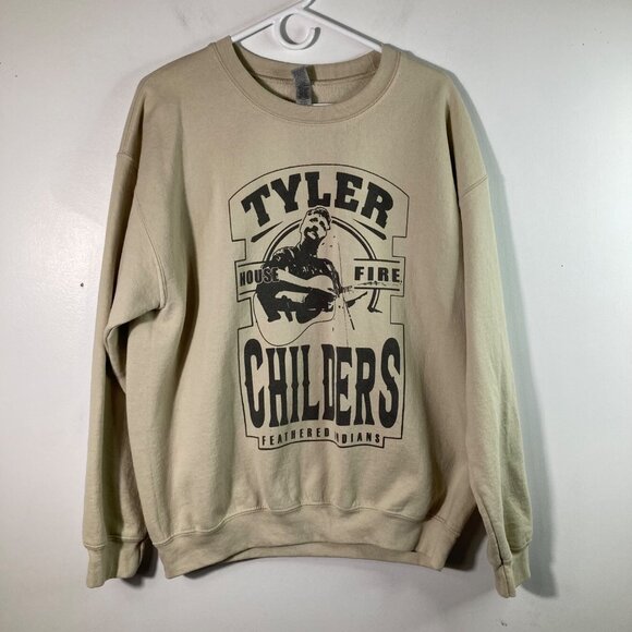 Gildan Tyler Childers Sweatshirt Feathered Indians House Fire Tan Cotton Polyest - Picture 1 of 10